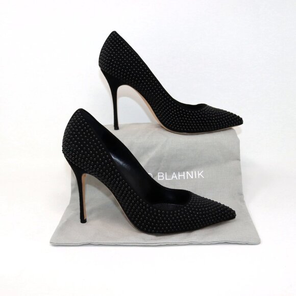 Manolo Blahnik Black Studded Heels - Picture 3 of 12